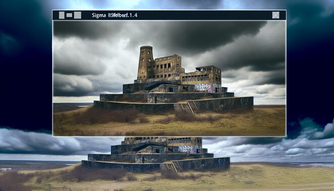 alt_text: Striking cover image of Teufelsberg, merging WWII ruins with Cold War spy motifs under a moody sky.